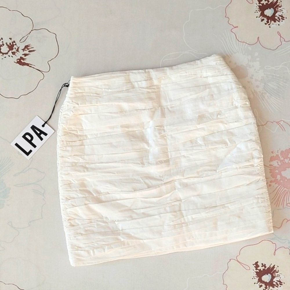 New LPA white mini pleated skirt